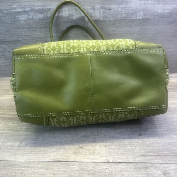 FOSSIL Green Signature Monogram Canvas Leather Purse Handbag Key Charm Y2K VTG - Picture 9 of 16